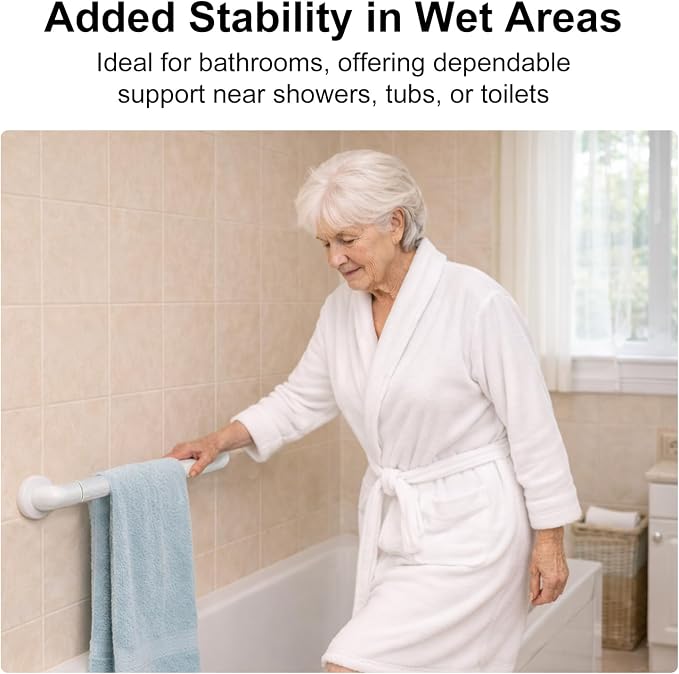 supregear Grab Bars for Bathtubs and Showers - Anti Slip Heavy Duty Shower Safety Handle - White Stainless Steel Support Rail for Bathtub Toilet Kitchen Stairway Elderly Children & Disability, 31.5 in