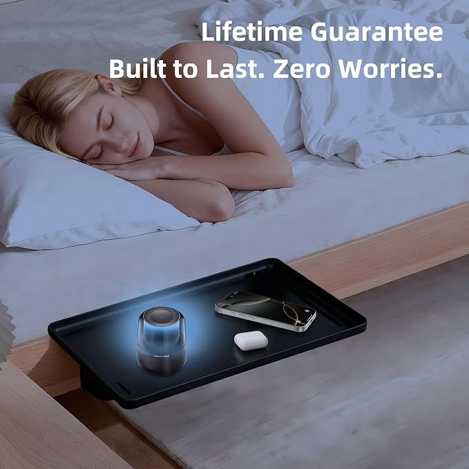 Bedside Shelf for Bunk Bed & Dorm, College Essentials, Loft Bed, Floating Desk Tray, Bedside Caddy with Storage, Loft Nightstand Decor - Cable Organizer, Black