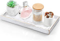 ALELION 13" White Bathroom Vanity Tray for Counter - Wood Decorative Tray for Toilet Tank Makeup Perfume Jewelry Catchall Table - Wooden Kitchen Countertop Organizer for Soap Dispenser