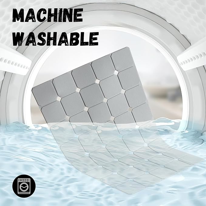 Bath Mat for Textured Tub: Silicone Bathtub Mat Foldable Shower Mat Non Slip Tub Mat No Suction Cups 28 X 17.7Inch - Grey