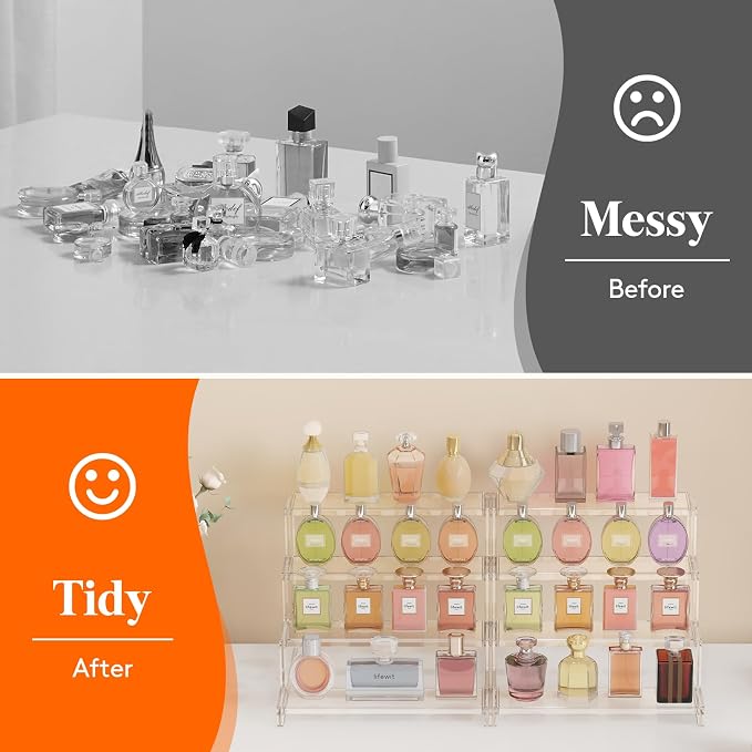 Lifewit Perfume Organizer, Bedroom Decor, Cologne Cupcake Stand, Tool-Free Assembly, Makeup Display Shelf for Vanity Bathroom Counter Storage, Clear, 30 cm/12", 2 Pcs