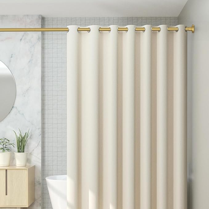 CorkLatta Gold Shower Curtain Rod 31 to 104 Inch,1 Inch Diameter Adjustable Spring Tension Curtain Rod No Drilling Stainless Steel Telescoping Rod,No Rust
