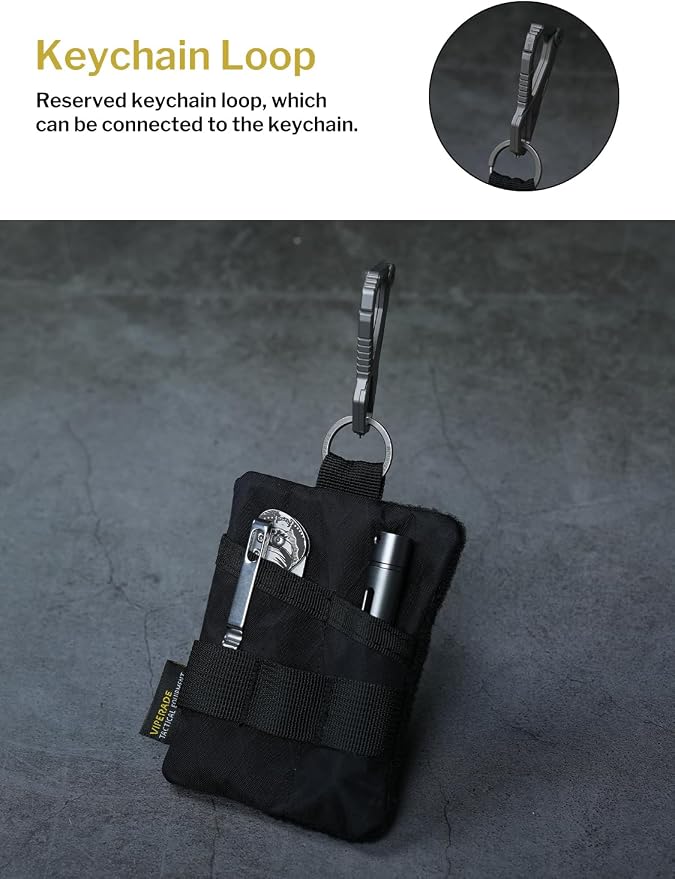 VIPERADE VE15 Small EDC Pouch, Pocket Organizer, EDC Pocket Pouch with DIY Patches Area, EDC Pocket Organizer Wallet for Cards, Small Tool Pouch for EDC Gears