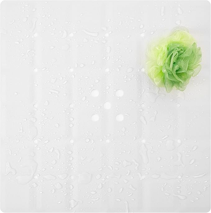Webos Shower Mat for Textured Surface：Silicone Non Slip Shower Mat Without Suction Cups Foldable - Square Bath Mat for Reglazed Tub Textured Shower Floor (White, 21x21)