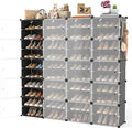 Portable Shoe Rack Organizer with Door, 80 Pairs Shoe Storage Cabinet Easy Assembly, Plastic Adjustable Shoe Storage Organizer Stackable Detachable Free Standing DIY Expandable 10 Tier Black