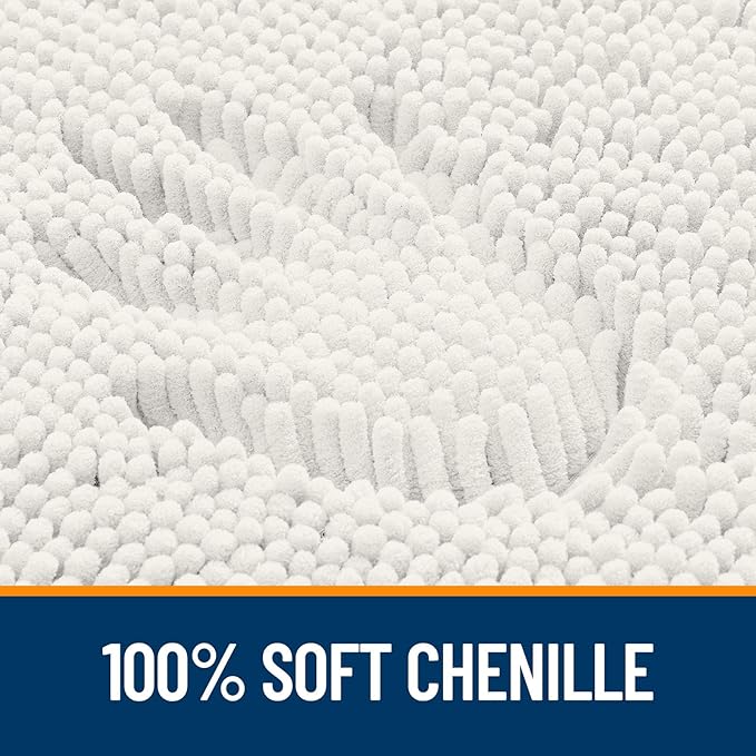 OLANLY Bathroom Runner Rugs 70x24, Extra Soft Absorbent Chenille Bath Rugs, Rubber Backing Quick Dry, Machine Washable Long Bath Mats for Bathroom Floor, Tub and Shower, Home Decor Accessories, Ivory