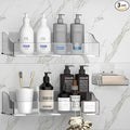 Acrylic Shower Shelves 3 Pack, Clear Adhesive Shower Caddy Organizer, Rustproof No Drill Wall Mount Bathroom & Kitchen Storage Rack