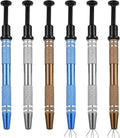 6 Pcs Stainless Steel 4-Claw Pick up Tool, Piercing Ball Grabber Tool, Jeweler's Pick Up Holder, Small Parts Grabber for Electronic Components, Pearl, Diamond, Gem (Brown, Black, Silver）