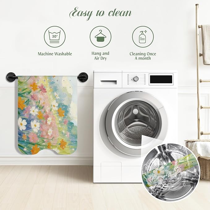 SHUCHING Colorful Flower Bath Mat for Tub Non Slip-40 X 16Inch, Bathtub Mat Anti Slip for Women, Extra Long Shower Mat for Bathroom Mold Free, Machine Washable