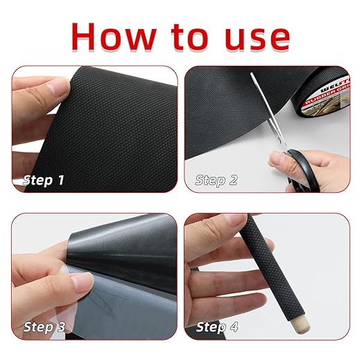 WELSTIK Rubber Grip Tape, Ultra Strong Sweat Absorbent Anti Slip Tape with Textured Adhesive for DIY Tools & Gadgets (Black, 6In x 16.4Ft)