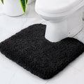 Disolla Toilet Mat 22x24 Black - Non Slip Fluffy U-Shaped Contour Rug, Ultra-Soft Plush Toilet Floor Mat, Absorbent & Machine Washable