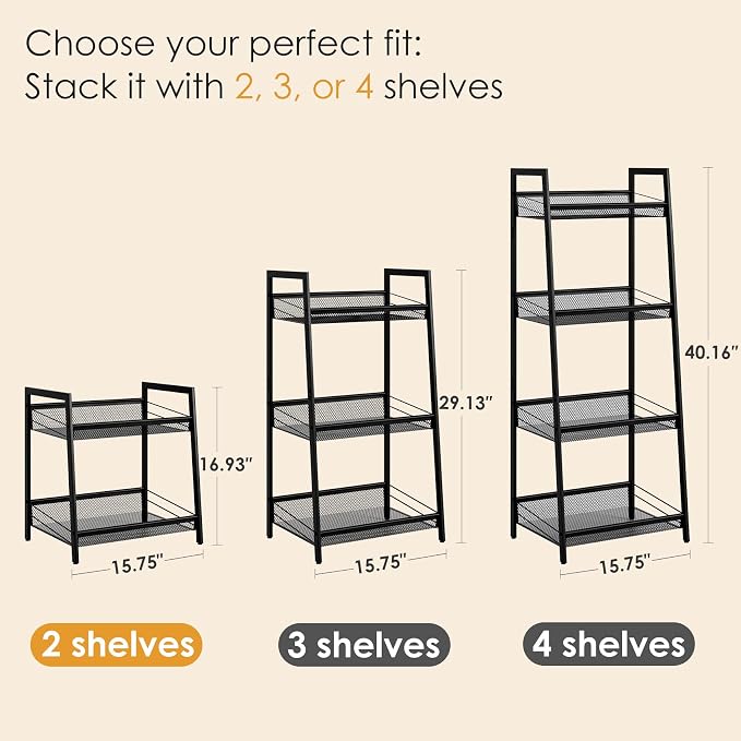 Masupu 2 Tier Bathroom Shelf, Bathroom Organizer and Storage for Small Space, Free-Standing Metal Rack Shelves Waterproof for Kitchen, Bathroom, Laundry, Toilet, Black