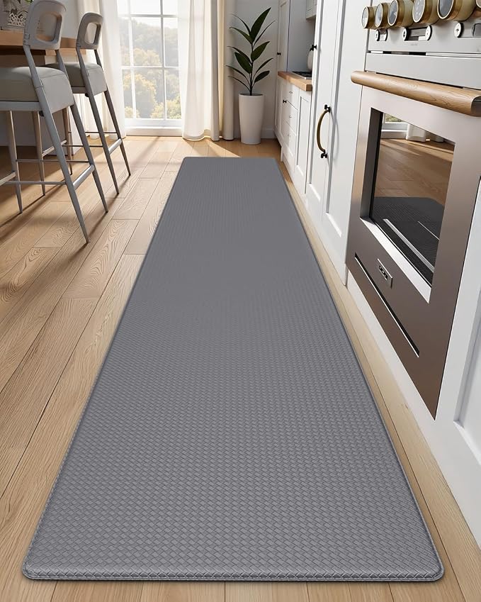 Kitchen Mats for Floor - 17"x95" Anti Fatigue Mats for Kitchen Floor - Non Slip Cushioned Rugs for Standing - Grey