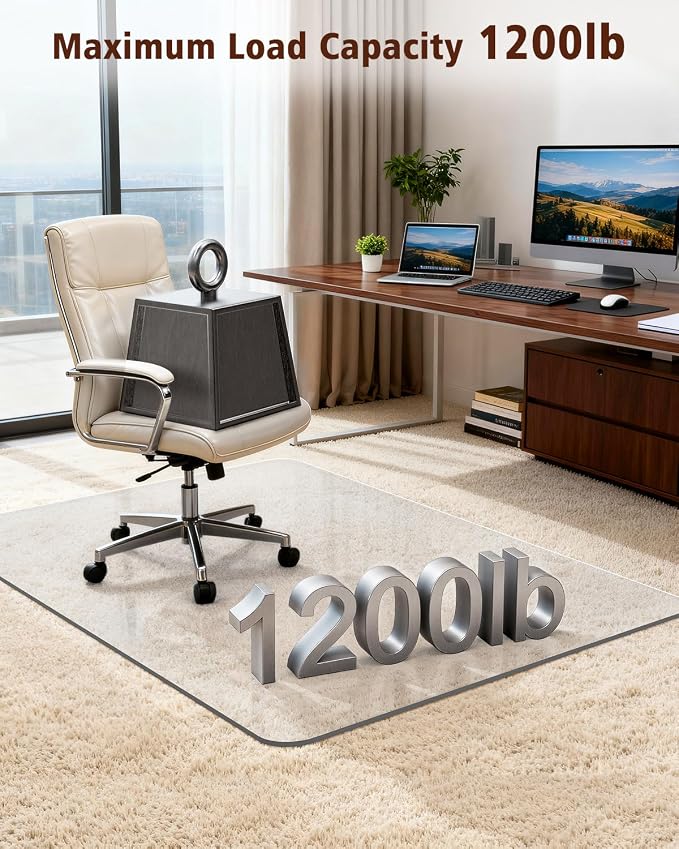 Soimeat Hard Frosted Office Chair Mat for High Pile Carpet and Hardwood Floor, 32" x 55" Anti-Slip Computer Rolling Chair Mat, Heavy Duty Chair Pad Under Desk Carpeted Floor Protector for Home, 2 PCS