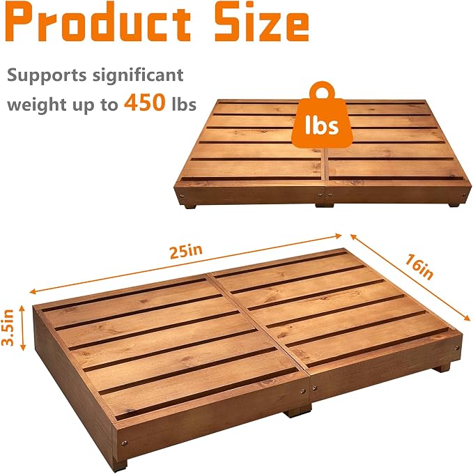 Wooden Step Stool,3.5'' Height Bed One Step Platform for Adults/Elderly, Mobility Half Steps for Bathroom, Kitchen, Garden,Non-Slip Outdoor Steps for Porch,Oak