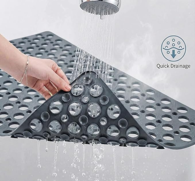 Nonslip Bathtub Mat Extra Soft TPE Bath Mat for Kids, Machine Washable Bathroom Shower Mat(Gray/ 30L x 17W Inch)