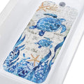 Topotdor Baby Bathtub Mat Non Slip for Kids, 40 X 16 Inch Cute Cartoon Bath Tub Shower Mat Anti Slip with Suction Cups & Drain Holes, Nautical Sea Turtles