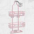 Shower Caddy Hanging, Over Head Shower Caddy Shower Storage Rack Basket with Hooks for Razor and Sponge Rustproof, No Drilling, Accessories for Bathroom and Kitchen, pink
