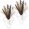 Jexine 4 Pcs Hanging Planters with Artificial Pampas White Metal Hanging Vase Indoor Plants Holder Modern Geometric Boho Bathroom Wall Decor for Living Room Home Office