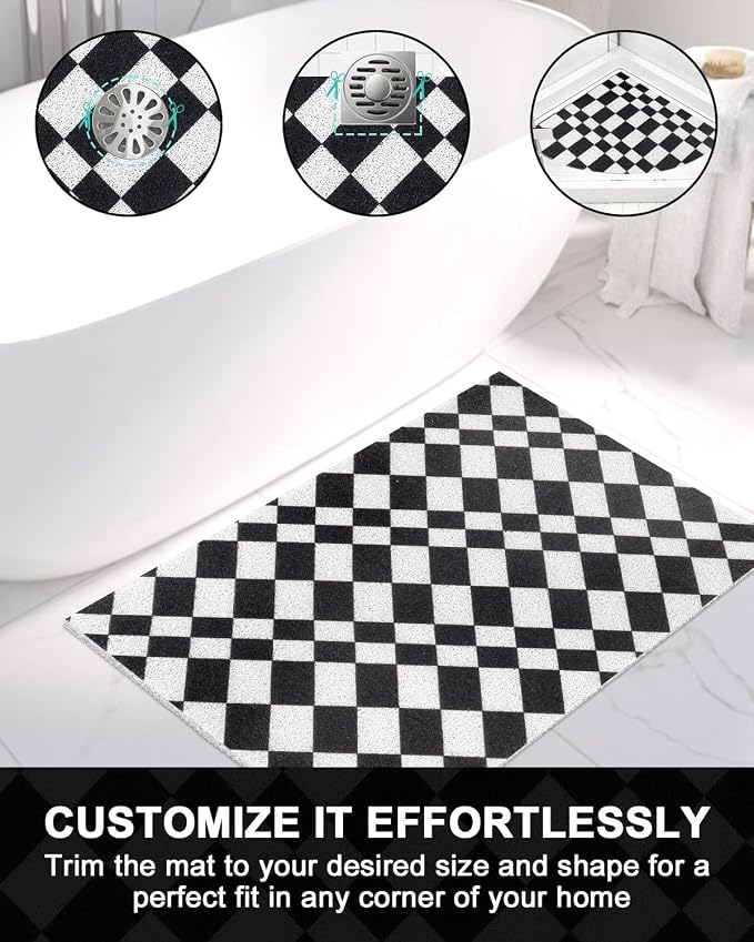 Shower Mat Non Slip - Quick Drying Anti Slip Shower Mats for Inside Shower, Soft PVC Loofah Foot Scrubber Mat, Extra Large Bath Mat for Shower, Tub, Bathroom, Floor, Kitchen, Home, Pool, Hotel