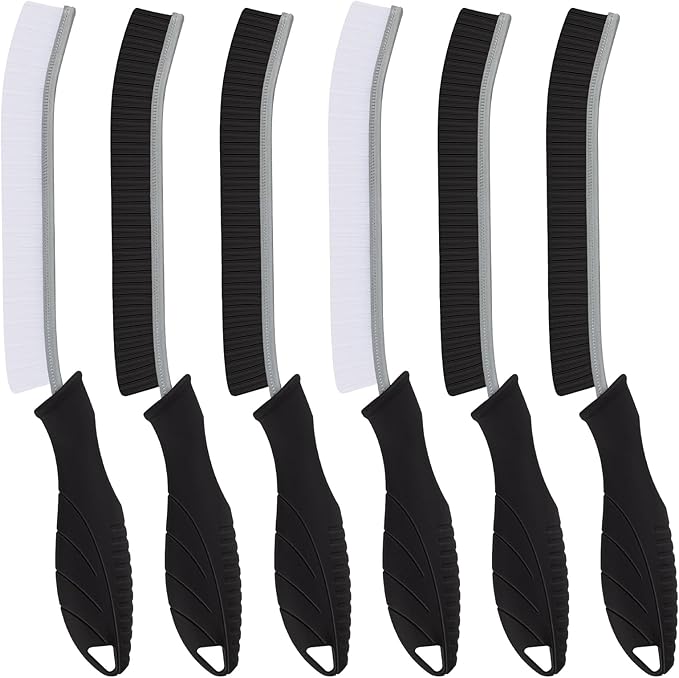 TQRR Hard Bristle Crevice Cleaning Brush-Thin Gap Scrub Brush, Small Cleaning Brush, Grout Brush, Kitchen Brush, Cleaning Tools for Toilet, Bathroom, Sink, Home, Household, Window (6, Black)