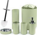 CERBIOR Bathroom Accessories Set Bath Ensemble Includes Soap Dispenser, Toothbrush Holder, Toothbrush Cup, Soap Dish for Decorative Countertop and Housewarming Gift (Apple Green)