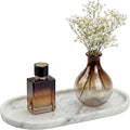 YKAJO Oval Real Marble Tray for Bathroom Kitchen Counter Stone Decorative Vanity Tray for Dresser Perfume Heavy Catchall Organizer for Soap Jewelry (Carrara White, 11.8" x 5.9")