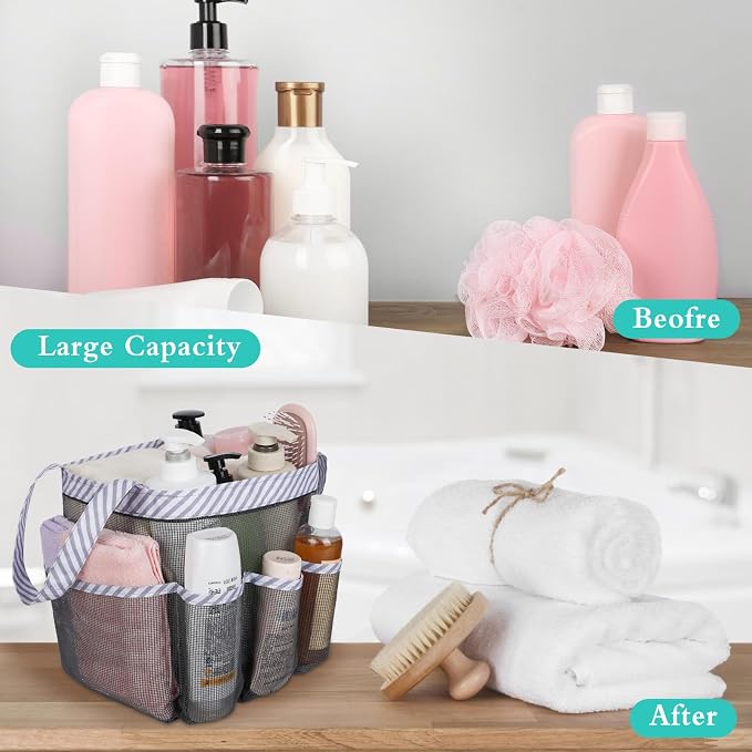 Attmu 2 Pack Mesh Shower Caddy Portable, Quick Dry Hanging Shower Tote Bag for College Dorm Room Essentials, Large Capacity Shower Caddy Dorm for Bathroom Gym Swimming