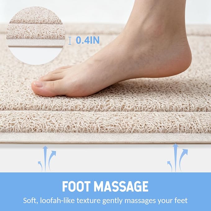 Hargiis Square Non-Slip Shower Mat, Anti Slip Bathtub Mat, Fast Drying Bathtub Mats, UpgradedFoot Scrubber Mat, Anti Slip Mat for Tub, Floor, Bathroom, Kitchen, Hotel (Beige 24"×24")