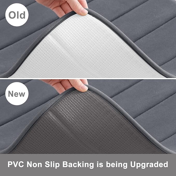 Buganda Memory Foam U-Shaped Contour Toilet Rugs, Non Slip Absorbent, Thick Soft Washable Bathroom Mat, Floor Carpet Bath Rugs Mat for Toilet Base (20" x 20", Dark Grey)
