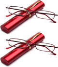 Pocket Tube Reading Glasses Ultra Slim Compact Unisex Light Weight Reading Glasses w/Portable Pocket Clip Aluminum Case