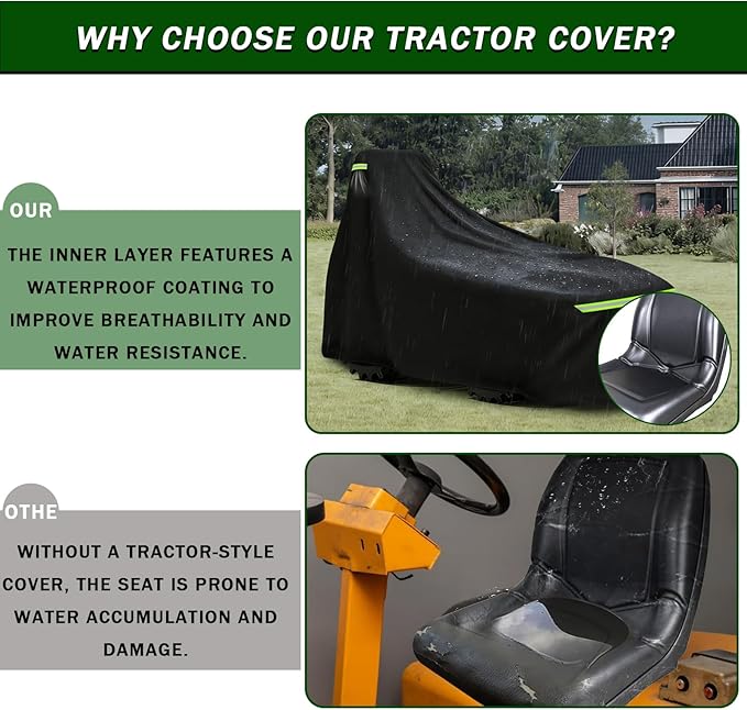 Heavy Duty Waterproof Tractor Cover for Kubota BX1870 2017-2018, 420D Oxford Outdoor Cover for Compact Utility Tractor with Bucket, Windproof All-Season Protection