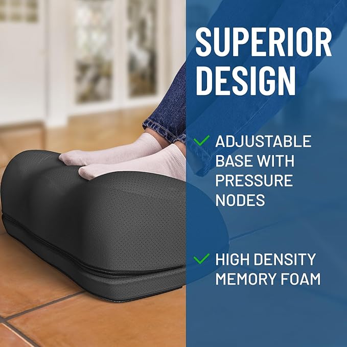 Elevate Series by Everlasting Comfort Adjustable Cloud Foot Rest for Under Desk at Work with Pressure Point Nodes - Comfortable Memory Foam Office Foot Stool & Desk Pillow, Gaming & Home Accessories