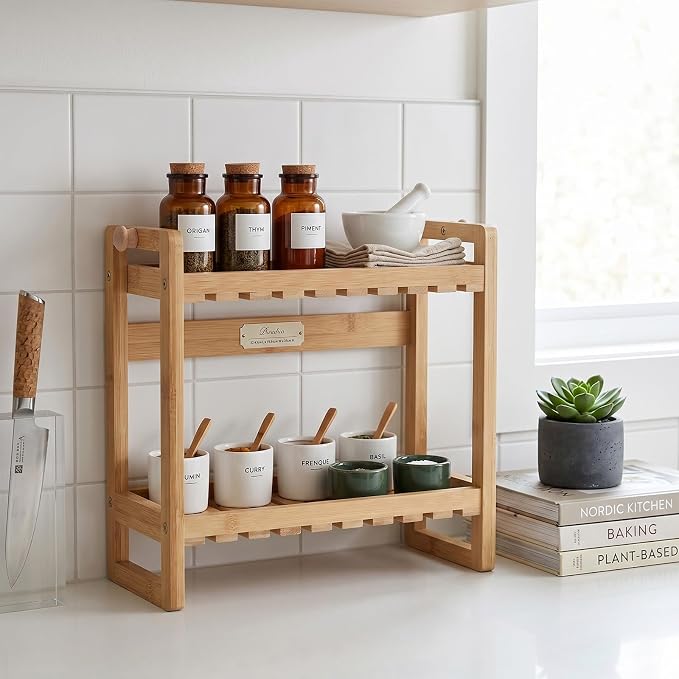 ShellKingdom Over The Toilet Storage Shelf, 2 Tier Toilet Paper Holder Stand Shelves, Punch-Free Bathroom Storage Rack, Small Space Organizers for Bathroom, Home, Countertop