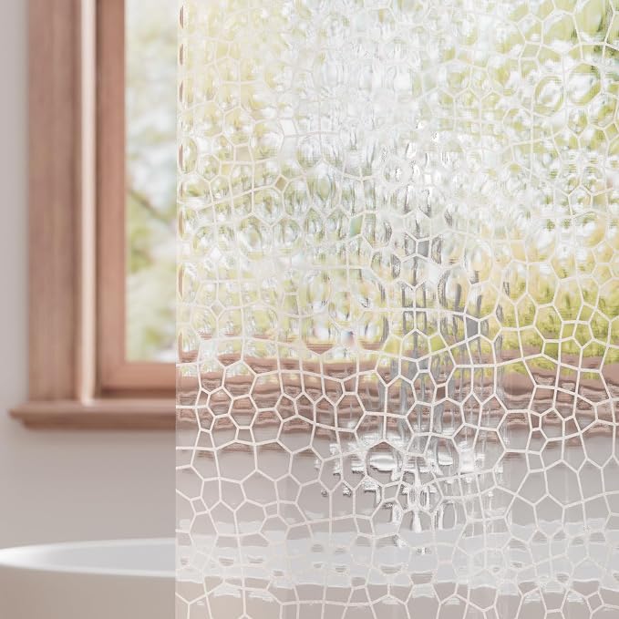 Titanker Clear Shower Curtain Liner with Water Cube, Medium Weight Plastic Shower Liner PEVA Waterproof Shower Curtains for Bathroom with Big Stones and Grommets, 72x72 Inches