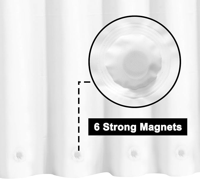 Barossa Design Long Shower Curtain Liner with 6 Magnets - 72" x 78", Waterproof PEVA Shower Liner for Bath Tub, PVC Free, Metal Grommets - White, 72x78