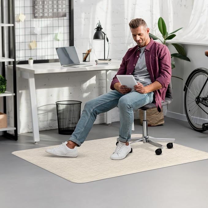 Blvornl Office Chair Mat for Hardwood Floor, 36" x 48" Desk Chair Mat for Hard Wood and Tile Floor, Large Anti-Slip Hard Floor Protector Rolling Chair Mat, PVC Mat Desk Rug for Office, Light Brown