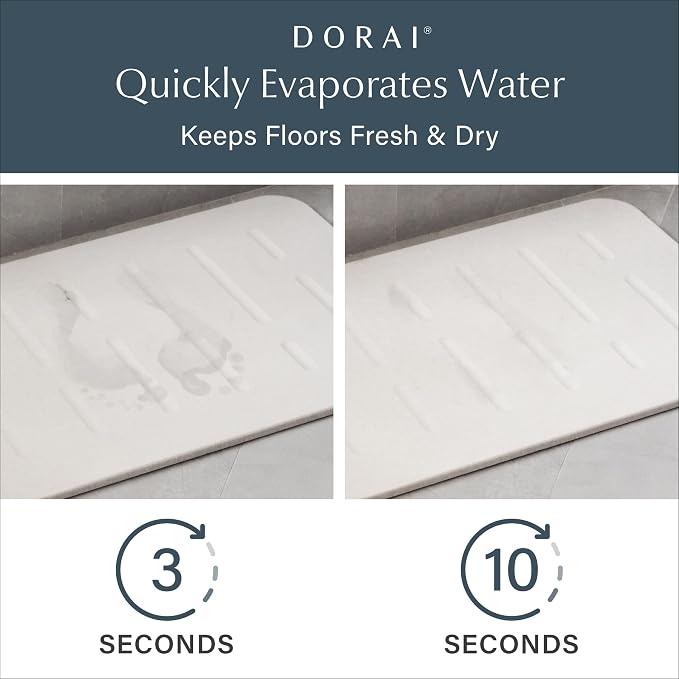 Dorai Home Stone Bath Mat - Premium Diatomaceous Earth Bath Floor Mats with Non-Slip Base, Fast-Drying Modern Shower Mat for Bathroom | Rain Sandstone - 23.6"x15.4"