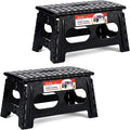 ACSTEP Foldable Step Stool for Kids and Adults,15-Inch Extra Wide 9-Inch Height (2 Pack) More Safe and Comfortable Holds Up to 300 lbs Folding Step Stool for Bathroom, Garden, Kitchen（Black）