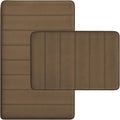 RUN HELIX Bathroom Rugs Set 2 Piece Memory Foam Bath Non-Slip Bath Mat,Washable Room Mats,Absorbent Shaggy Rugs Super Soft Kitchen Mats, Batroom Carpets for Bathroom,Tub,Shower Home Decor（Brown）