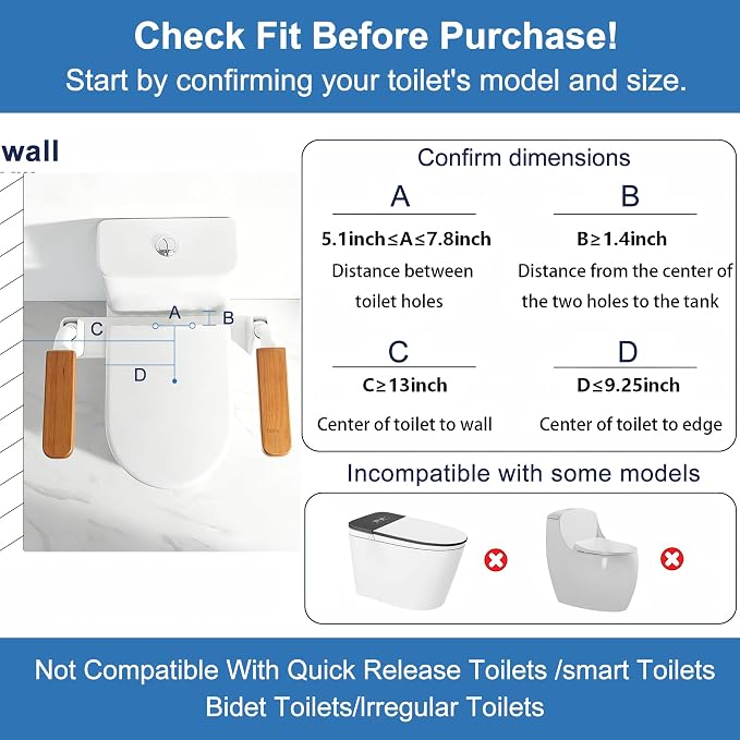 Toilet Safety Rails for Seniors with Space Saving Flip-Up Armrests, Toilet Support Rails for Seniors and Disabled, Pregnant Women, Grab Bars Toilet Safety Frame for Bathroom, Brown
