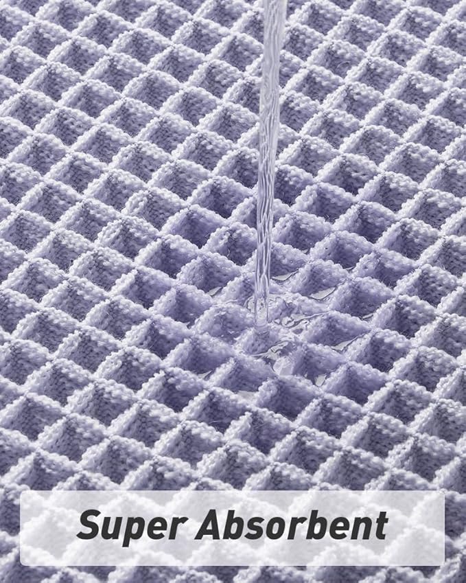 Upgraded Waffle Runner Rug Super Absorbent Non Slip Bath Mats for Bathroom Machine Washable Bathroom Runner Rug with Tassels, Ideal for Hallway Bedroom Laundry Room, 2' x 6' (24" x 72"), Purple