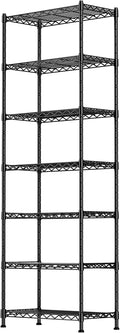 GIOTORENT 7-Wire Garage Shelving Storage Shelves, Kitchen Storage Adjustable Shelf, Metal Shelves 1400Lbs Capacity 24" W x 14" D x 71.6" H for Laundry Bathroom Pantry Closet, Black