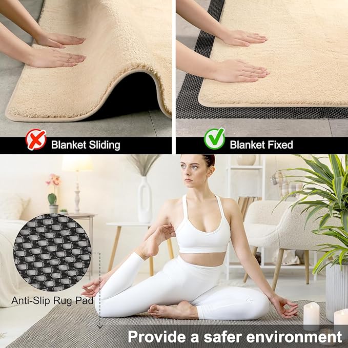 FACIACC Non Slip Rug Pad Gripper 2 x 5 Feet Extra Thick Pads Carpet Pads for Area Rugs Keep Your Rugs Safe and in Place on Hardwood Floor (Black)