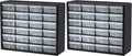 Akro-Mils 24-Drawer Plastic Storage Cabinet | 20" W x 6" D x 16" H | Black | Model 10124 | Garage Organization