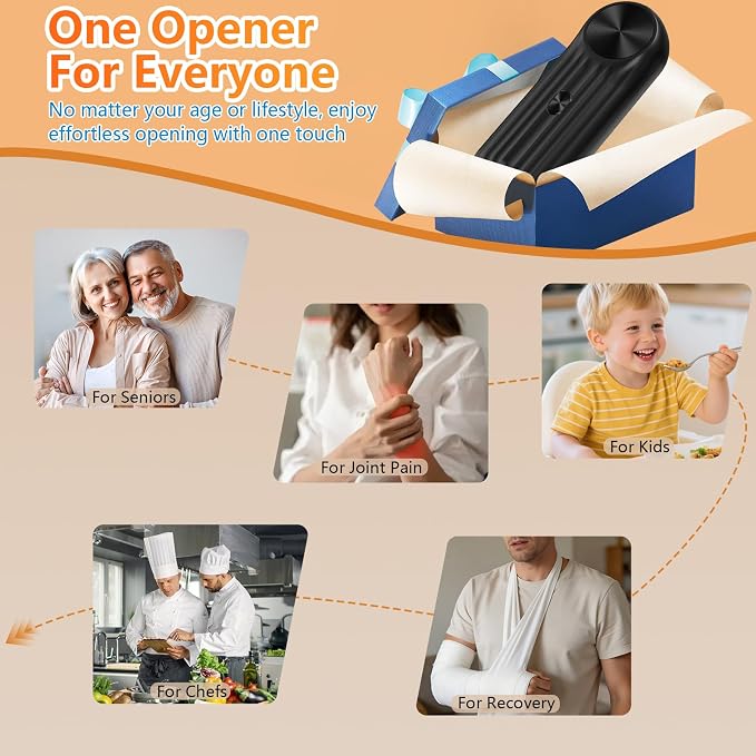 Electric Can Opener, One Touch Automatic Can Opener for Seniors, Rechargeable Cordless Can Openers, Auto‑Stop Smooth Edge Lid Cutter, Fits All Can Sizes, Food Safe Kitchen Gadget for Arthritis