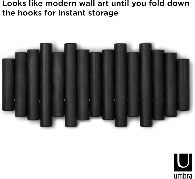 Umbra Picket Rail Hook for Entryways, Black (Pack of 3)