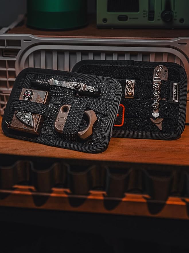 TACTICAL_GEEK TCM2 Mini EDC Organizer Board, Anti-Slip Elastic Woven Board,Bag Insert Panel for Small Gear, Backpack Accessories for Everyday Necessary Gadget (Black)