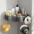 Corner Shower Caddy Suction Cup,Shower Shelves with Hooks,No Drilling Powerful Suction Bathroom Organizers and Storage,Removable Waterproof Rustproof Shower Bathroom Accessories Decor(Grey 1Pack)