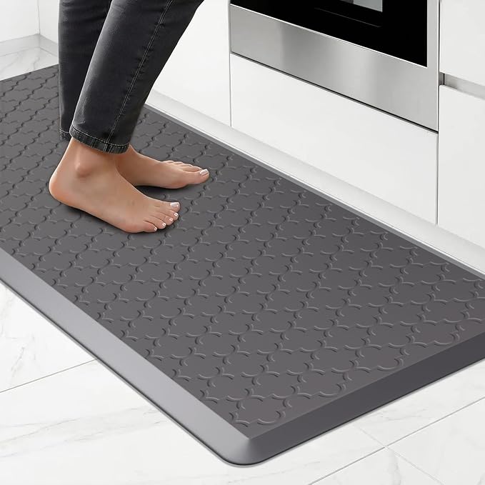 Kitchen Mat Cushioned Anti Fatigue for Floor, Non-Slip Waterproof Comfort Rug for Kitchen Sink, Standing Desk & Laundry, 20"x60", Grey